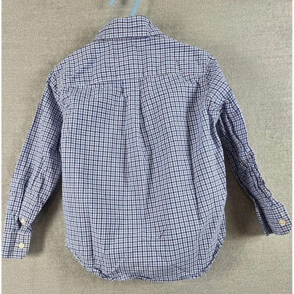 Polo‎ Ralph Lauren Button Up Shirt Boys 3T Blue White Gingham Check Preppy Logo